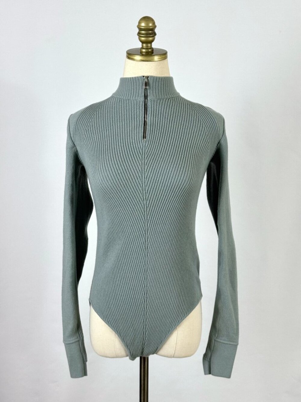 Nike Every Stitch Considered Wool Blend Bodysuit 1/4 Zip Knit Sweater ESC Blue